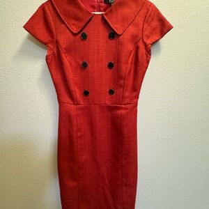 Elegant Vintage Red Double-Breasted Dress